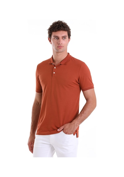 Hatemoğlu Tarcin Comfort Fit Düz 100% Pamuk Polo Yaka Tişört Kahverengi