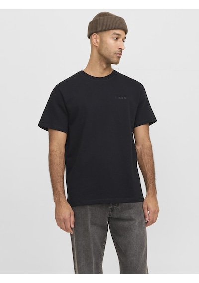 Jack & Jones Erkek Rdd Nakışlı Tişört - Daze - 12264110 Black