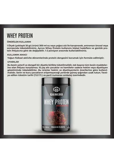 Whey Protein Çikolata Ve Ahududu Aromalı - 420 Gr 12 Servis Çikolata - Ahududu