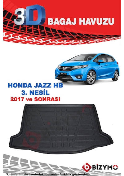 Honda Jazz 3. Nesil Hb 2017 ve Sonrası 3D Bagaj Havuzu Bizymo