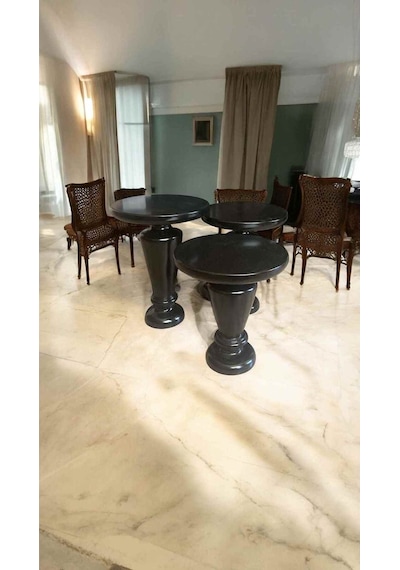 Ahşap 3 Lü Fitilli Mantar Yan Sehpa Seti Siyah Modern Fiskos - Wooden Coffee Table Siyah