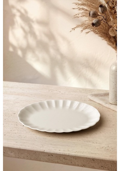 Perla Porselen Kayık Tabak 25 Cm Tekli Ekru