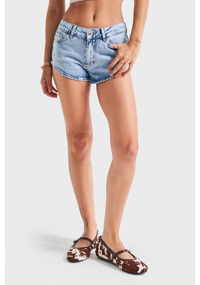it's basic Kadın Ice Kot Rengi 11s5-3 Süper Mini Boy %100 Koton Denim Mini Şort Kot Rengi İce