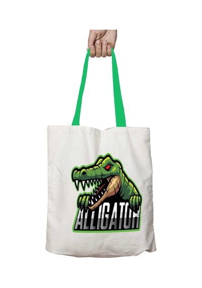 Art Hediye Yeşil Kulplu Alligator Timsah Bursaspor Yıkanabilir Omuz Çanta Çok Renkli