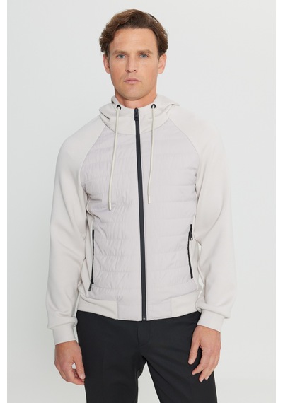 AC&Co / Altınyıldız Classics Erkek Bej Standart Fit Normal Kesim Dolgulu Kapüşonlu Yan Cepli Mont Bej