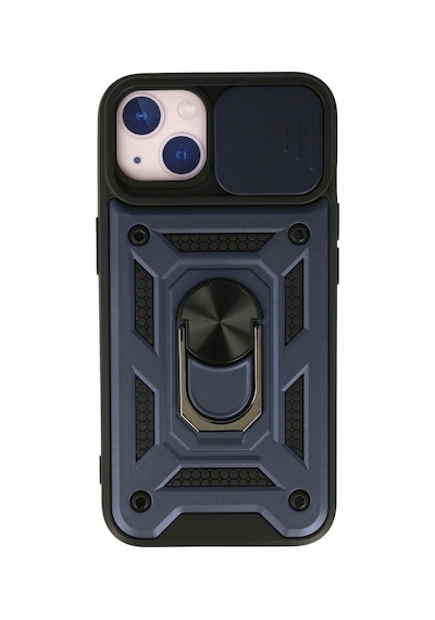 Apple Uyumlu   iPhone 13 Kılıf Pars Lens Yüzüklü Silikon - Lacivert