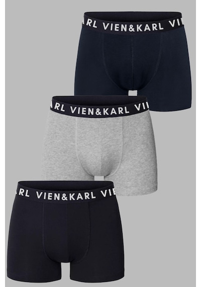 Vien&Karl Erkek Siyah Gri Lacivert Paket Düz Likralı Boxer Şort 3 Lü Syh-gr-lv