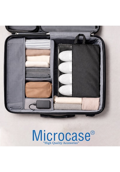 Microcase Çok Amaçlı Şeffaf Pencereli Ayakkabı Düzenleyici Seyahat Çantası Hurç 50x40 Cm 5 Adet Al5502 Siyah