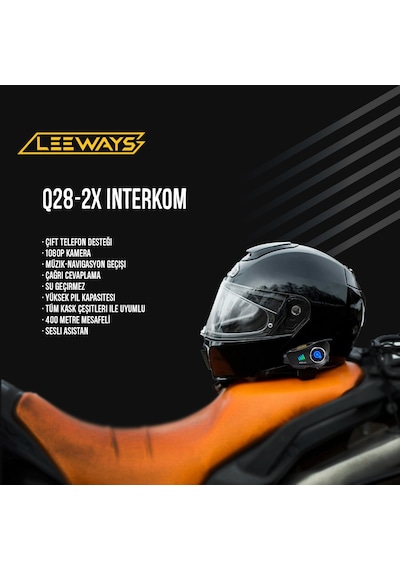 Leeways Q28 2x İntercom 500m Telsizli Kameralı Hd 1080p İpx6 Su Geçirmez İntercom