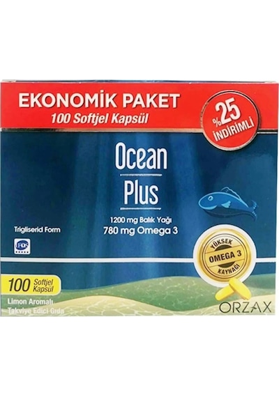Ocean Plus 1200 Mg Balık Yağı 780 Mg Omega3 + 100 Softjel Kapsül