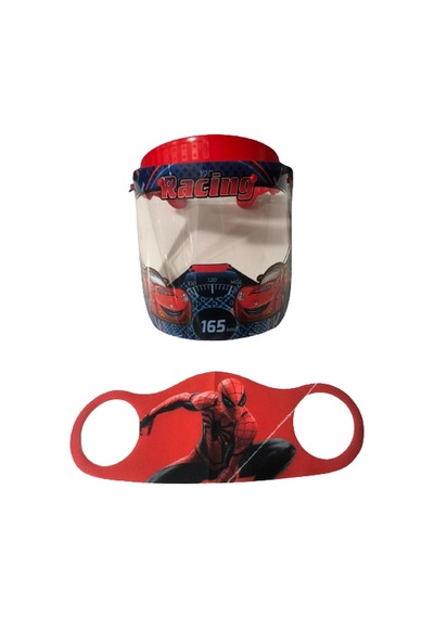 Gürbey Racing Baskılı Çocuk Siperlik + Spiderman Desenli Çocuk Maske