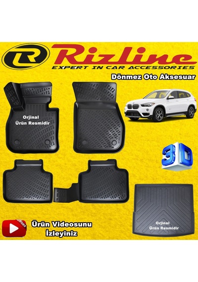 Bmw X1 3D Havuzlu Paspas+Bagaj Havuzu 2015 Sonrası Rizline N11.24575