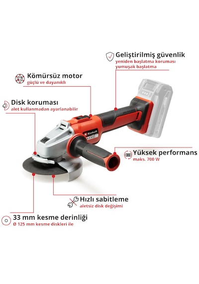 Einhell AXXIO 18/125 Q - Solo Akülü Avuç Taşlama - 4431151