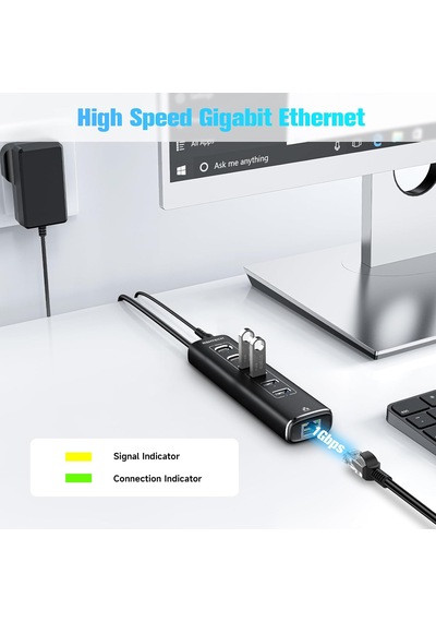 Apple Uyumlu MacBook 7 İn 1 Type C Hub 24w Güç Gigabit Ethernet Girişli 10 Gbps Usb 3.2, 5gbps Usb 3.0 Bağlantı