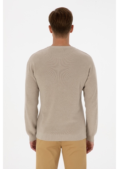 U.S. Polo Assn. Erkek Comfort Fit Bisiklet Yaka Taş Melanj Basic Kazak 50313679-VR225