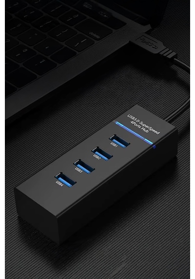 Thentech Usb 3.0 Hub Çoklayıcı 4 Portlu Led Işıklı Yüksek Hızlı Dosya Aktarımı Bilgisayar Laptop Çoğaltıcı