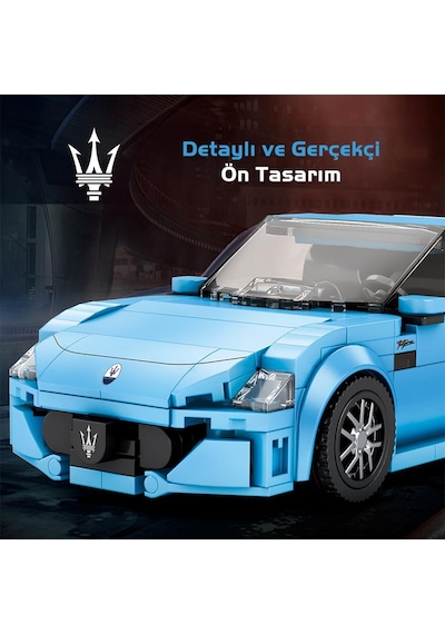 Reobrix Technic 824 1/24 Granturismo Maserati Mavi Spor Araba Yaratıcı Yapı Blok Seti Building Blocks - 384 Parça