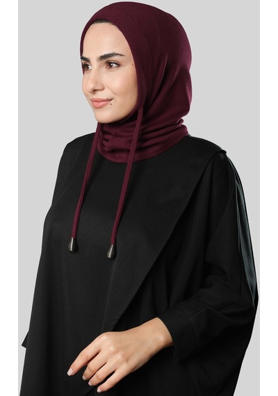 Hürrem Bone Bordo Bağcıklı Balaklava Boyunluklu Bere Triko Düz 2325 16 Bordo