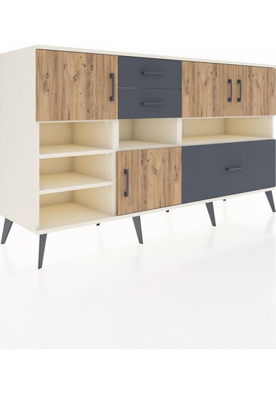 Kronos Konsol 7 Raflı 3 Çekmeceli 4 Kapaklı 176x59x99 Aytaşı-çam/antrasit Atlas Çam/antrasıt - Aytası