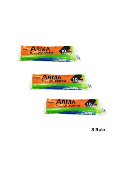 Arma Standart Büyük Boy 50 Litre Çöp Torbası Poşeti / 65 x 80 CM - Mavi - 10 Adetlik 3 Rulo