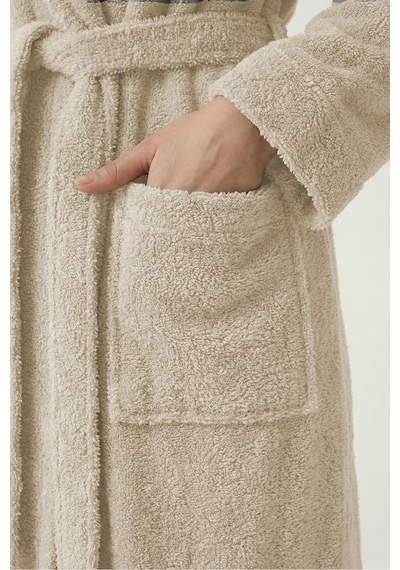 %100 Pamuklu Unisex Bornoz Şalyaka Cepli Büyük Beden 3xl 4xl Erkek Kadın Bornoz Kahve