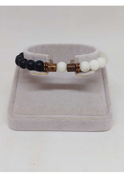 Aytaşı & Oniks Taşı 8mm Unisex Tasarım Bileklik Hawaii Model 933 Çok Renkli