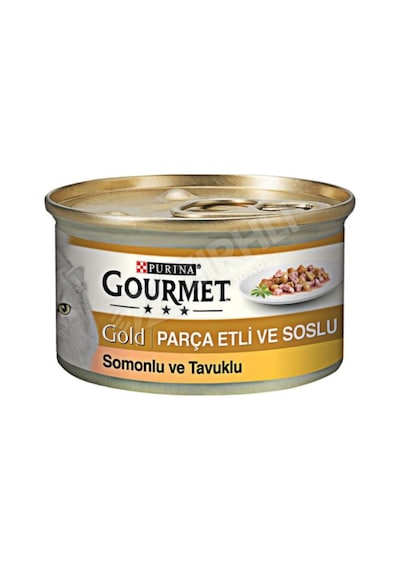 3 Adet Gourmet Gold Parça Etli Soslu Somonlu Ve Tavuklu Yetişkin Kedi Konservesi 85 Gr