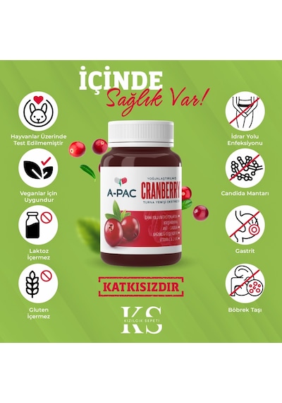 Kızılcık Sepeti A-pac Cranberry Turna Yemişi Kızılcık Eki 30 Kapsül