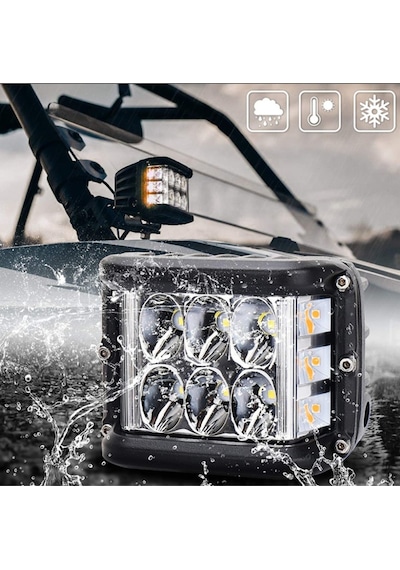 Off Road Sis Lambası Beyaz-kırmızı-mavi 12 Led 36w Aliminyum Kasa Set 2 Adet