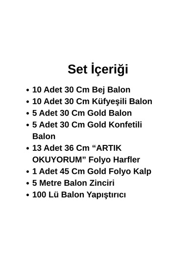 Artık Okuyorum Folyo Harf Balon Küf Yeşili Gold Konfetili Okuma Bayramı Temalı Süsleme Çok Renkli