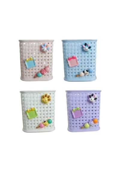 Fileli Masaüstü Kalemlik Plastik Kawaii Sevimli Kalemlik - Mor Mor