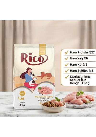 Tavuklu Kısırlaştırılmış Yetişkin Kedi Maması 2 Kg