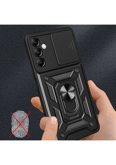 Zore Galaxy Uyumlu A14 Kılıf Magnetik Standlı Kamera Korumalı Sürgülü Vega Kapak - Mavi Mavi