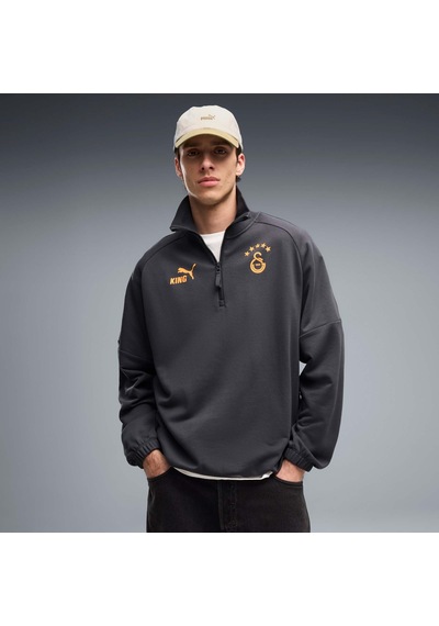 Puma Galatasaray Kıng Erkek Fermuarlı Geniş Kesim Sweatshırt 787645 19 Gri