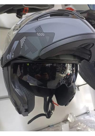 Jk-20 Jk902 Çene Pedli Güneş Vizörlü Çeneden Açılır Kask H-1 Grey L