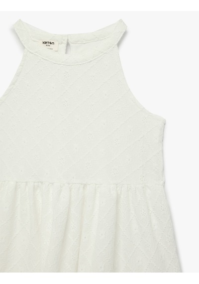 Koton Halter Yaka Kolsuz Fisto Mini Elbise Ekru 6skg80045ak