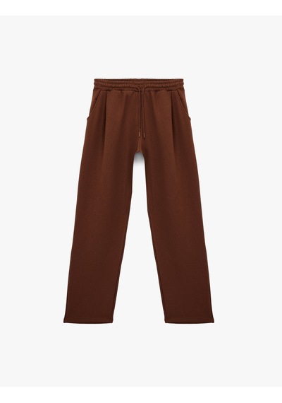 Koton Beli Bağcıklı Cepli Geniş Paça Oversize Eşofman Altı Kahverengi 6sal40050ık Kahve
