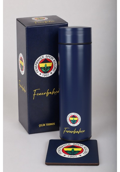 Lisanslı Fenerbahçe 500 Ml Çelik Matara Ve Kupa Altlığı Seti Altın