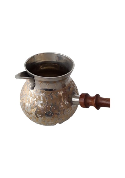 Pirinç Döküm Cezve 5" Jumbo Boy Ahşap Saplı