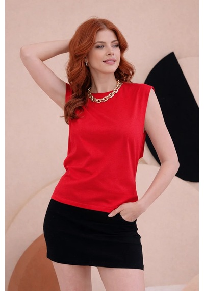 Bbbutikbasic T Kol Penye Bluz Hkn34 Kırmızı