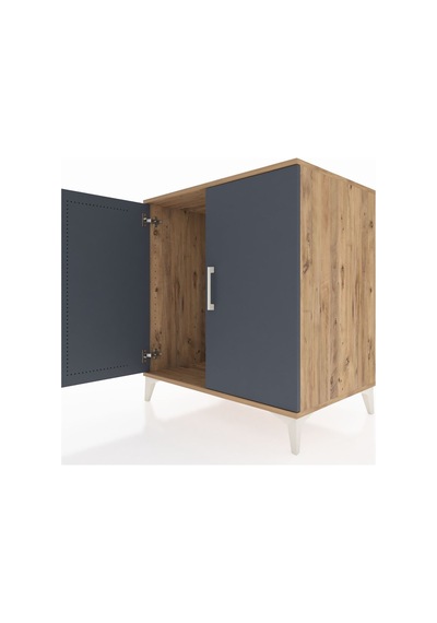 Kronos Şifonyer 2 Raflı 2 Kapaklı 88x59x96 Çam-antrasit Atlas Çam