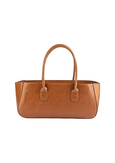 Lovelystore Kırışık Dokulu Fermuarlı Baget Kadın El Kol Ve Omuz Çantası 33x15 Taba