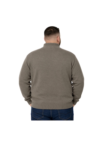Battalmoda Erkek Büyük Beden Vizon Hattush Fermuarlı Dik Yaka Triko Kazak 3xl-4xl-5xl-6xl