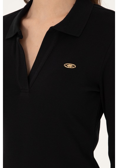 U.S. Polo Assn. Kadın Siyah Polo Yaka Mini Boy Örme Elbise 50299041-VR046 U.S. Polo Assn. Kadın Siyah Polo Yaka Mini Boy Örme Elbise 50299041-VR046