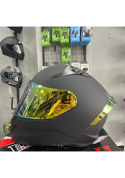 Mts M-801 Gold Güneş Vizörlü Kask Siyah