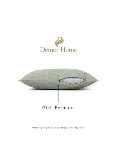 Br Demor Home Keten Dokulu Mint Rengi Kırlent Yastık Kılıfı