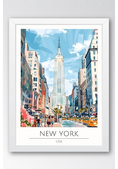 Abd New York Temalı Çerçeveli Tablo Travel Serisi Modern İllüstrasyon Şehir Manzarası Duvar Dekoru Beyaz Abd New York Temalı Çerçeveli Tablo Travel Serisi Modern İllüstrasyon Şehir Manzarası Duvar Dekoru Beyaz