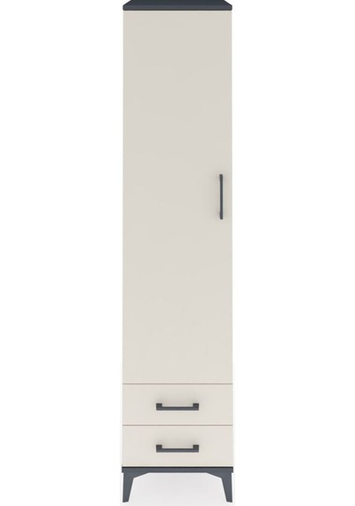 Hyperion Dolap 3 Raflı 2 Çekmeceli Tek Askılı 44x44x195 Antrasit-aytaşı Antrasit