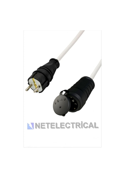 Kauçuk Tekli Topraklı Ara Uzatma Kablosu 7 Metre 3x2.5 Mm² Ttr Kalın Beyaz Kablolu 7 Metre