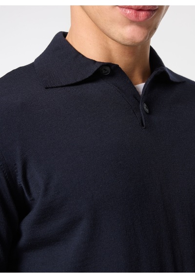 Alpha Studio Lacivert Erkek %100 Yün Slim Fit Kazak Au-7004b Jumper Polo